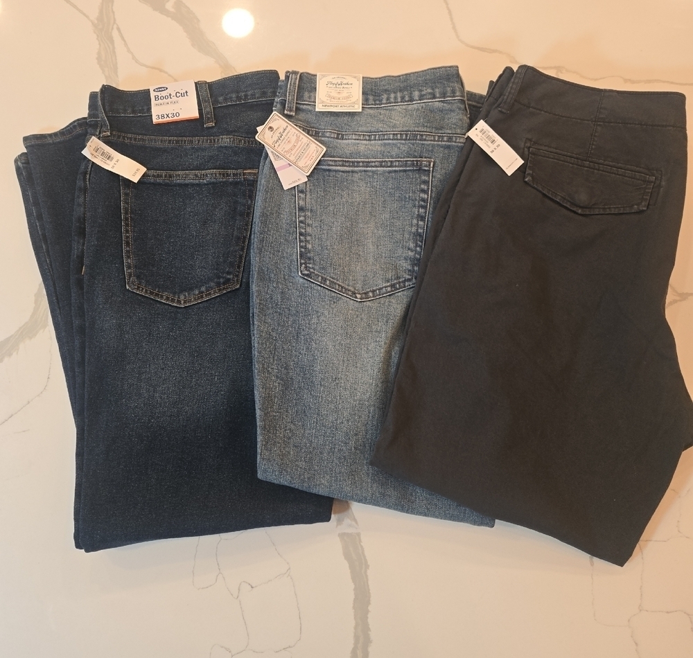 NWT Flag & Anthem Old Navy Lot Of 3 Bundle Blue Jeans Navy Blue Chinos Mens 38